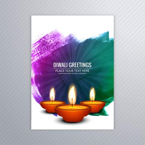 Design de modelo de cartão de diwali decorativo vetor