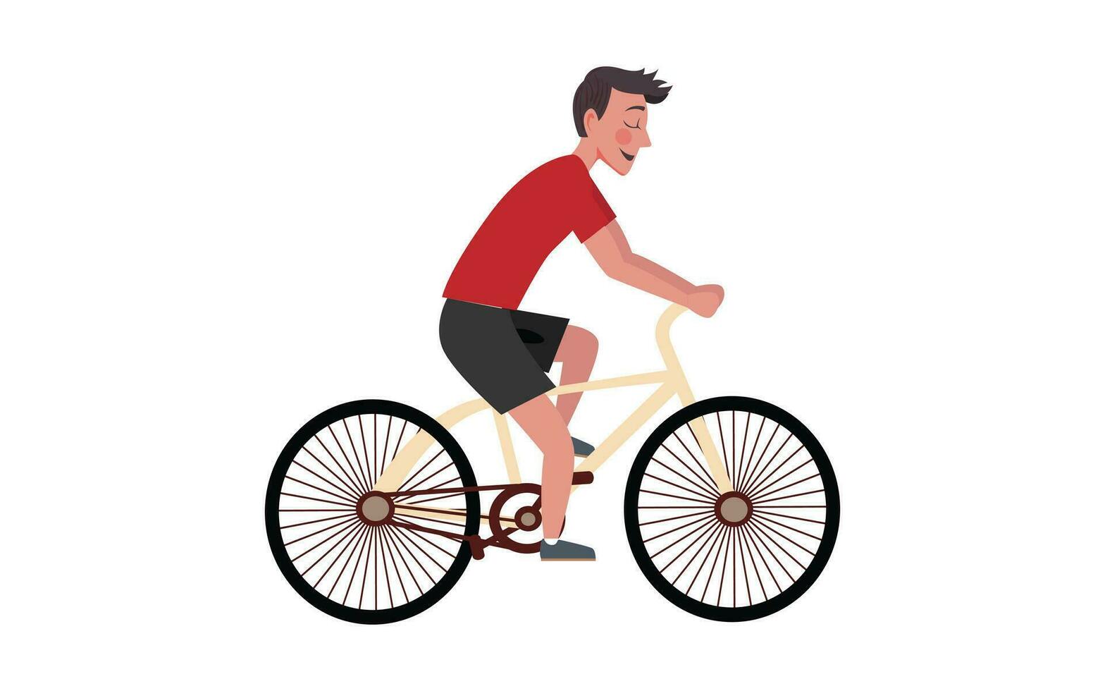 Garoto passeio bicicleta ícone desenho animado estilo vetor