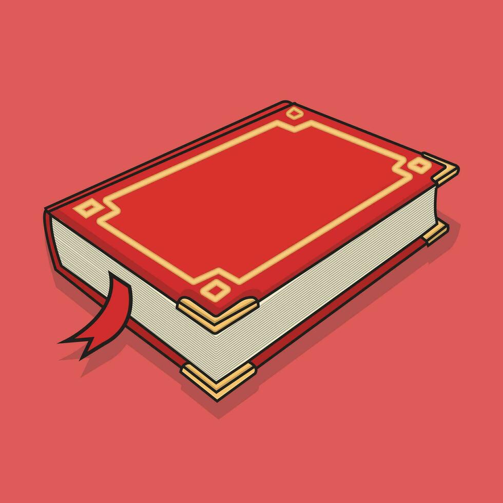 biblioteca vermelho dourado texto livro vetor ilustração