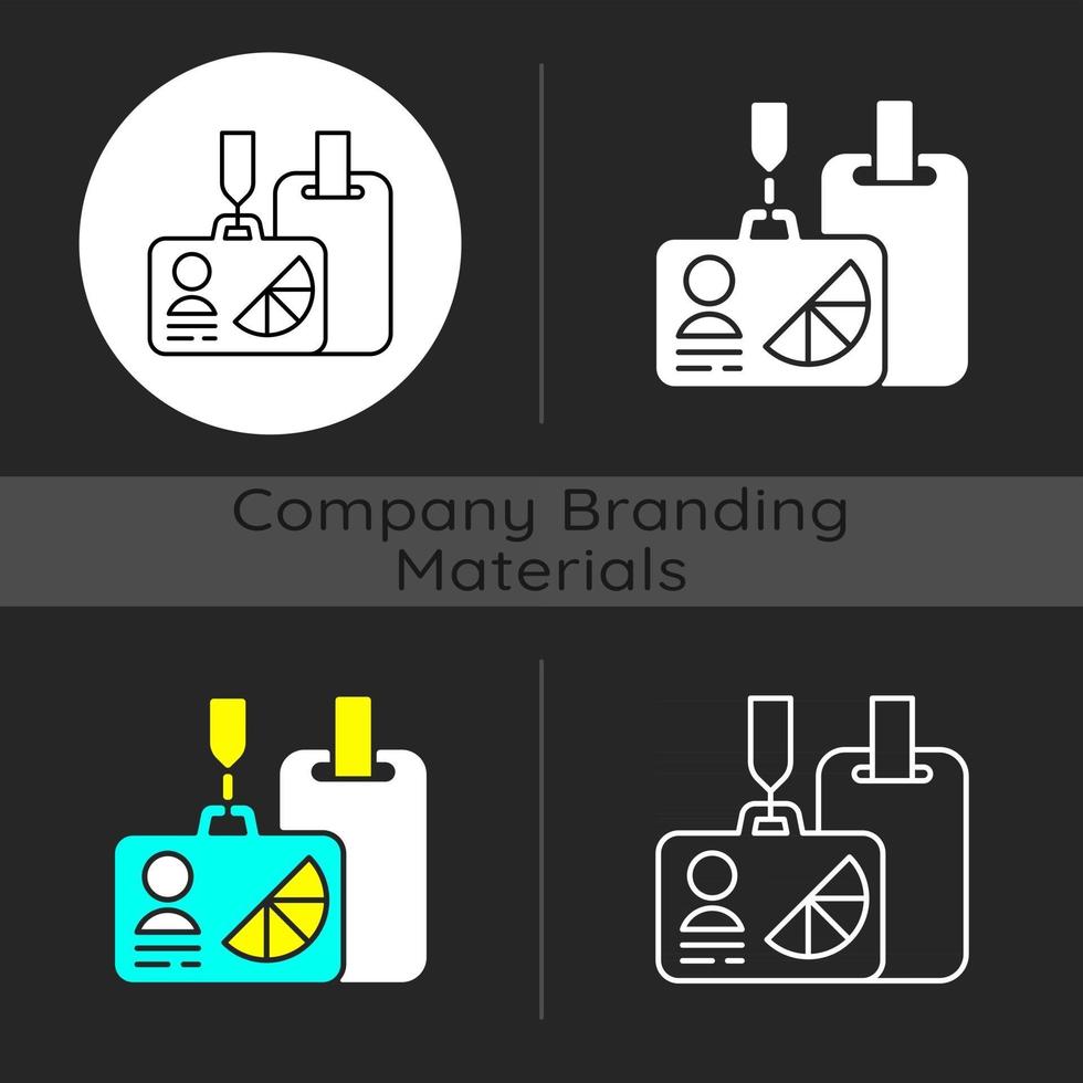 ícone de tema escuro de identificação de conferência e reunião com marca vetor