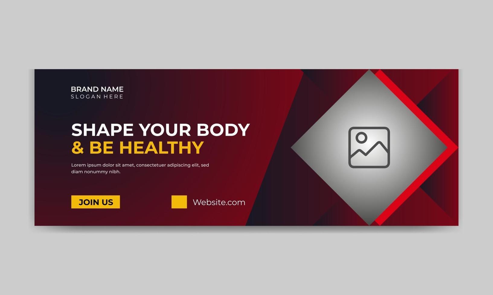 banner da web e design de capa para academia e fitness vetor