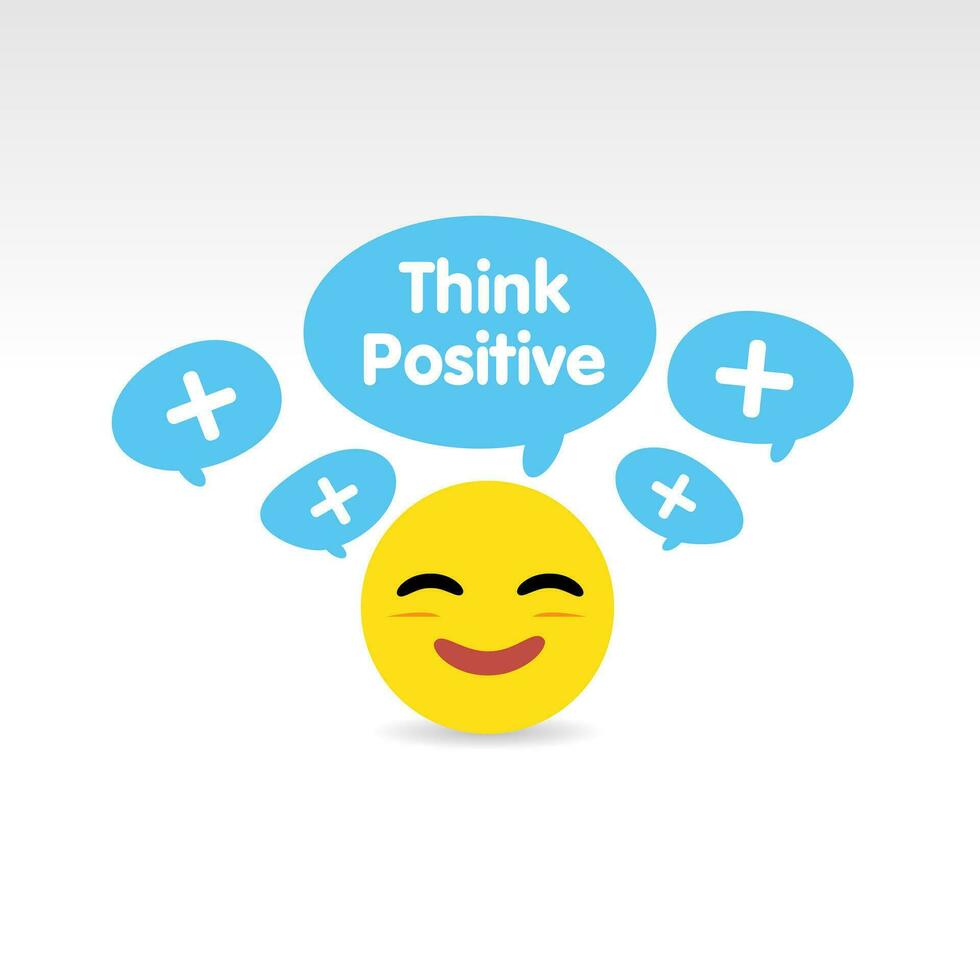 sorridente emoji com pensar positivo, positivo pensando conceito.vetor ilustração vetor