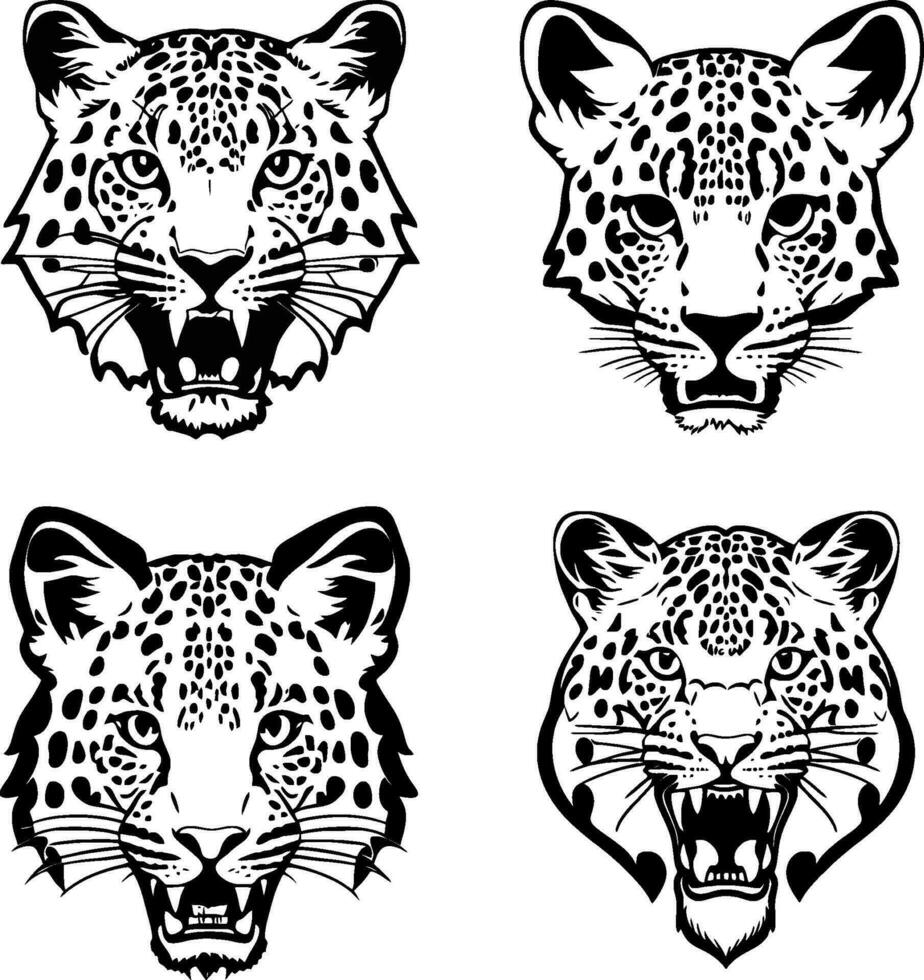 leopardo cabeça logotipo vetor estêncil conjunto