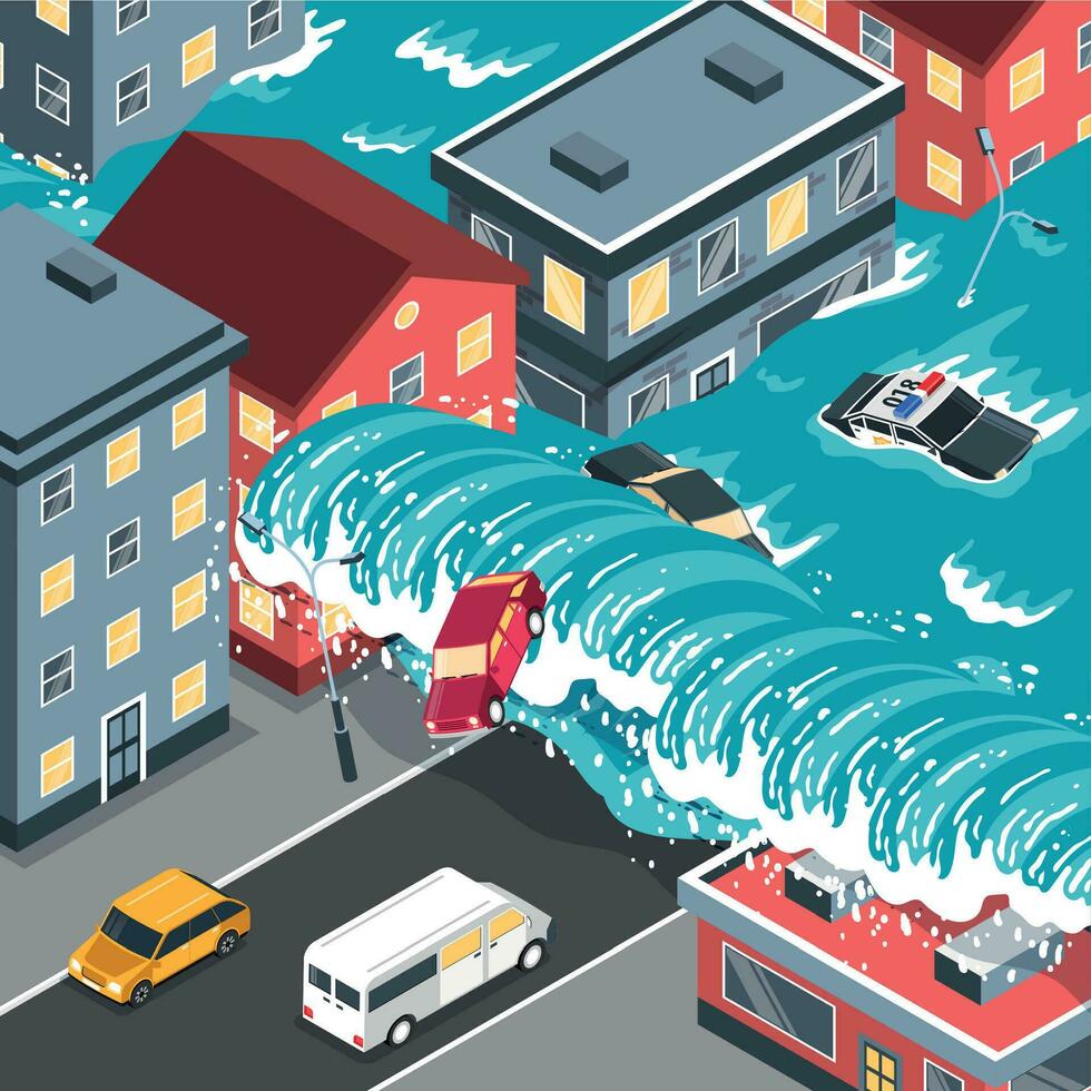 natural desastre tsunami ilustração vetor