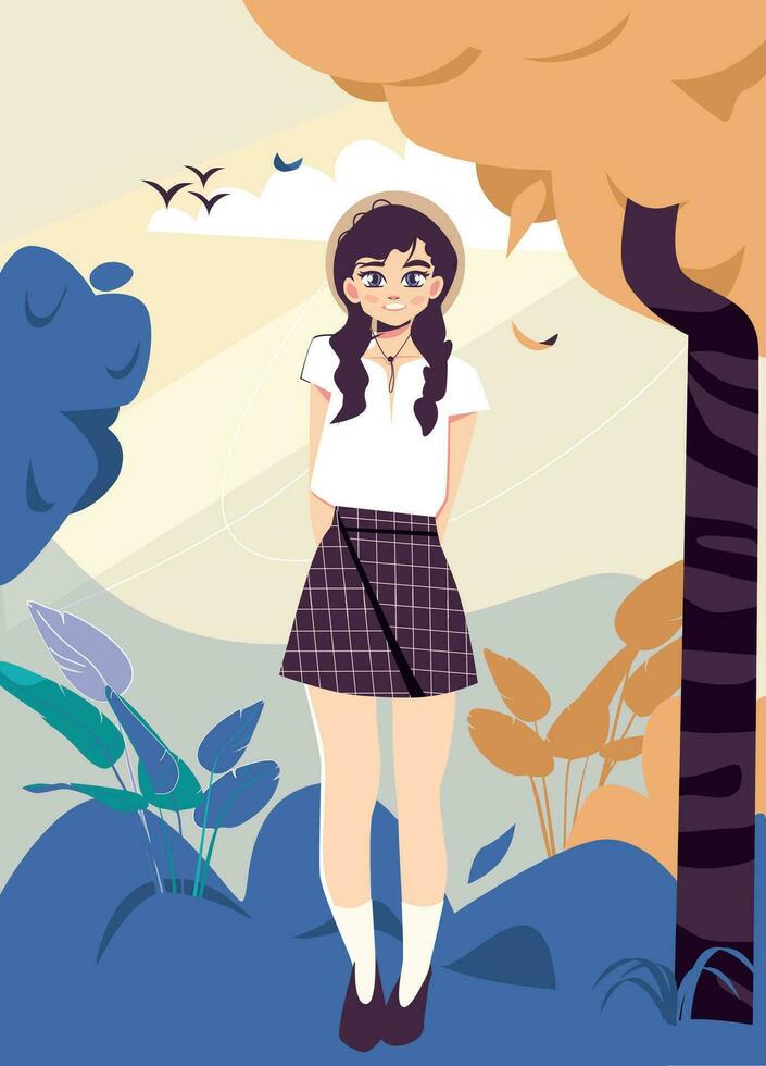 animê menina ilustração vetor