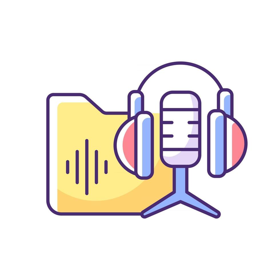 podcasts library rgb color icon vetor