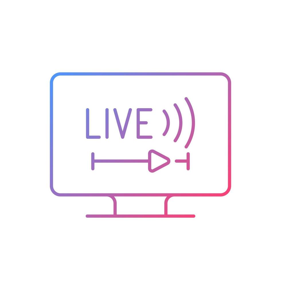 ícone de vetor linear gradiente de tv ao vivo