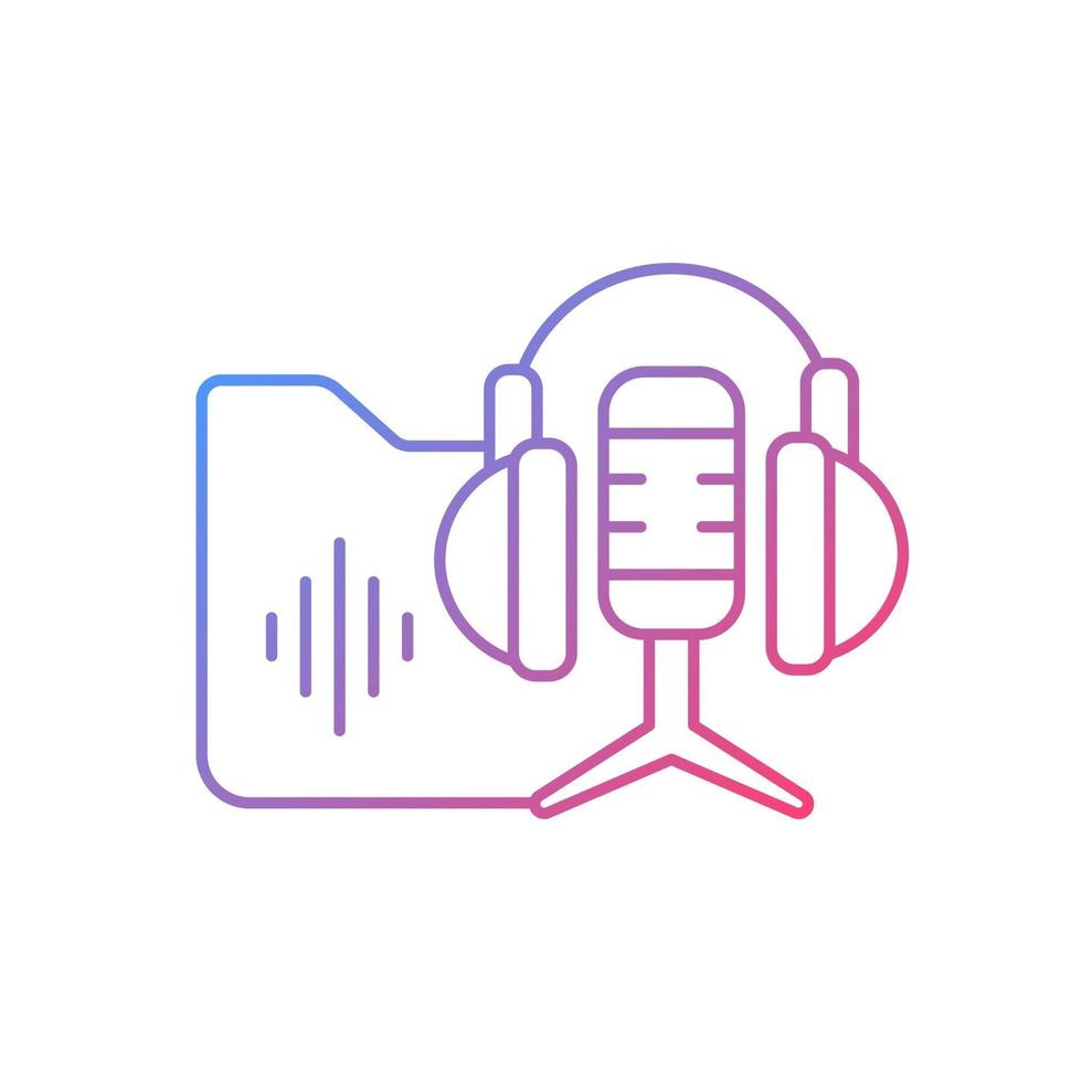 biblioteca de podcasts ícone de vetor linear gradiente