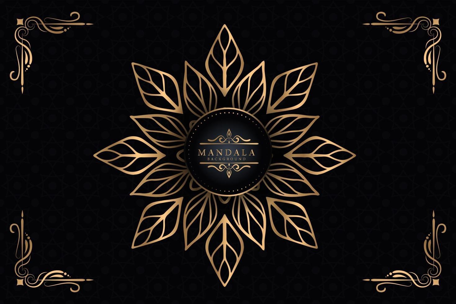 Fundo de desenho de mandala ornamental de luxo na cor ouro vetor