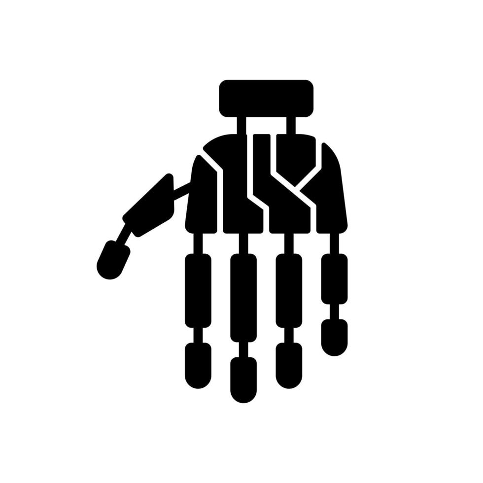 ícone de glifo preto de membro biônico vetor