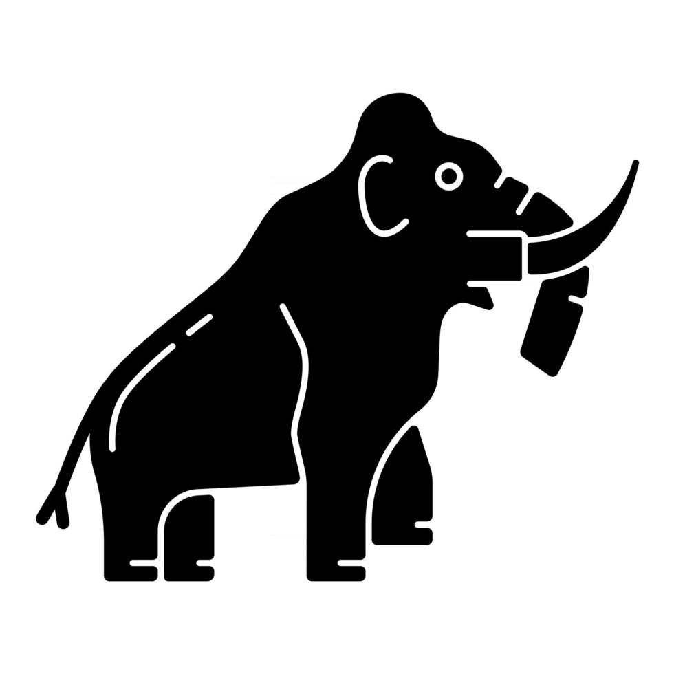 ícone de glifo preto de esqueleto de mamute vetor