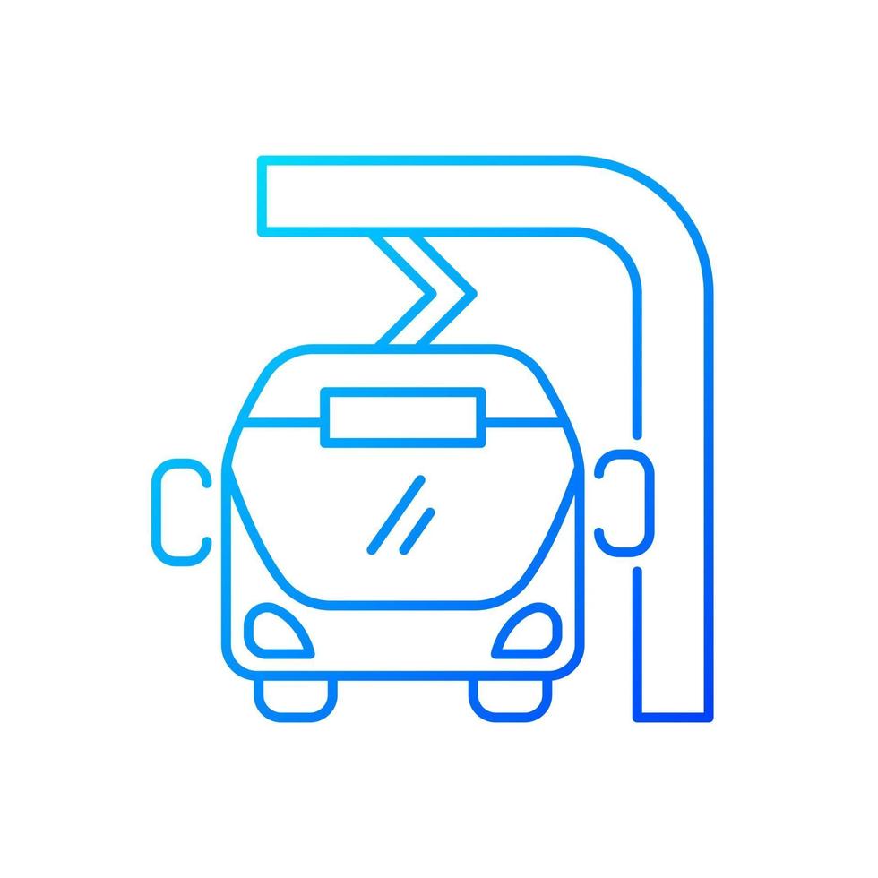 ícone de vetor linear gradiente de carregamento ônibus elétrico a caminho