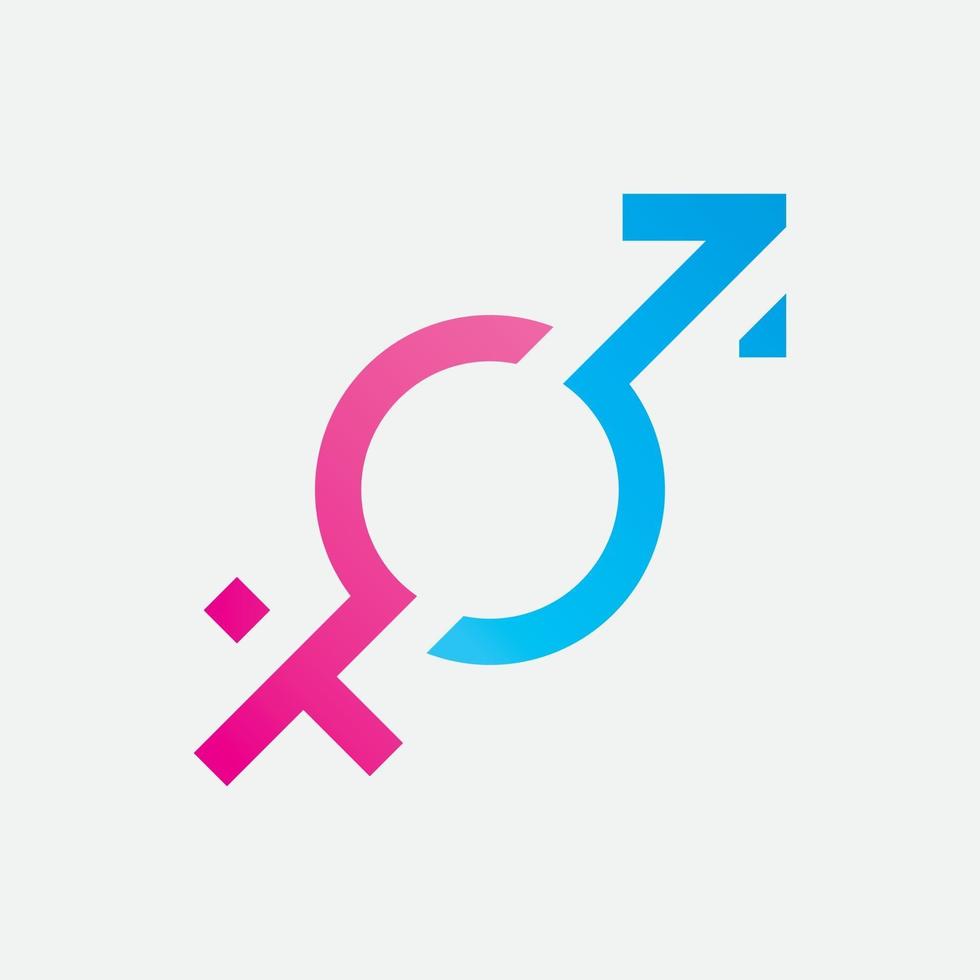 símbolo de gênero logotipo de ilustração vetorial sexo e igualdade de homens e mulheres vetor