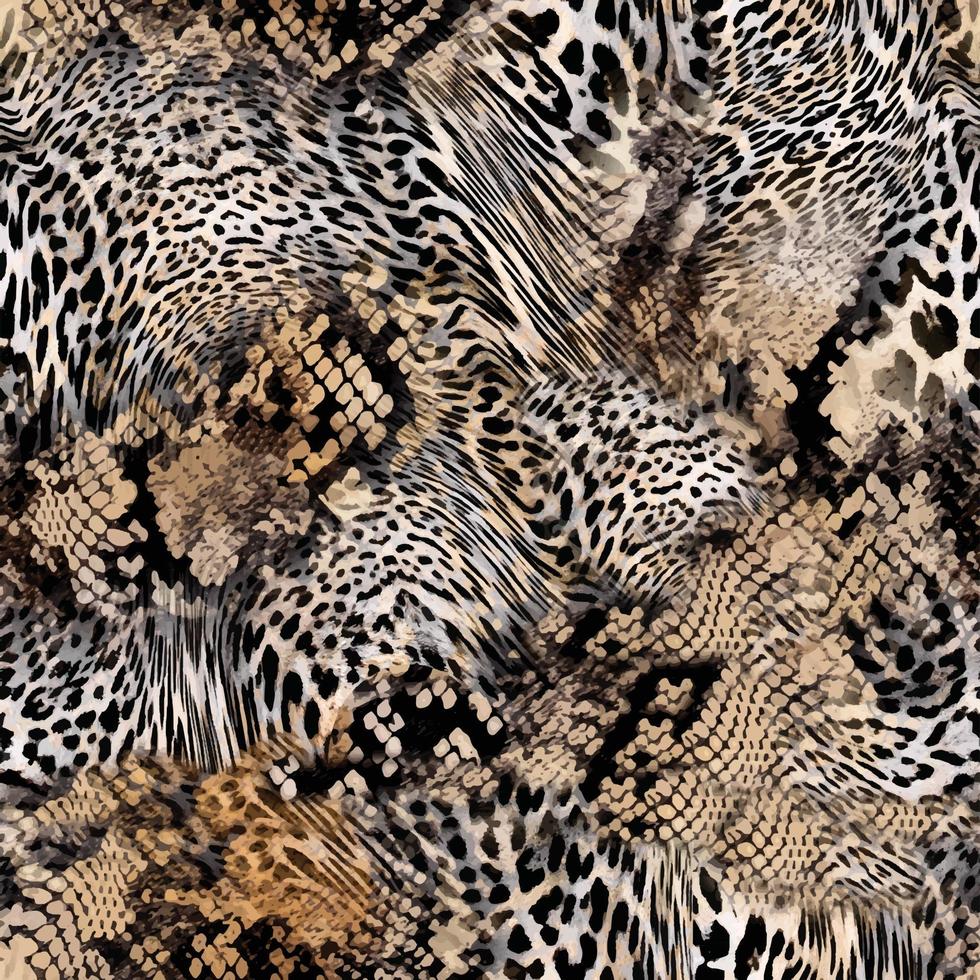 Padrão sem emenda de textura de pele de leopardo e cobra vetor