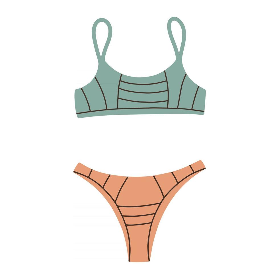 maiô esportivo de duas peças. maiô moderno da moda elegante. ilustração em vetor plana dos desenhos animados. roupa de banho para nadar na piscina, no mar.