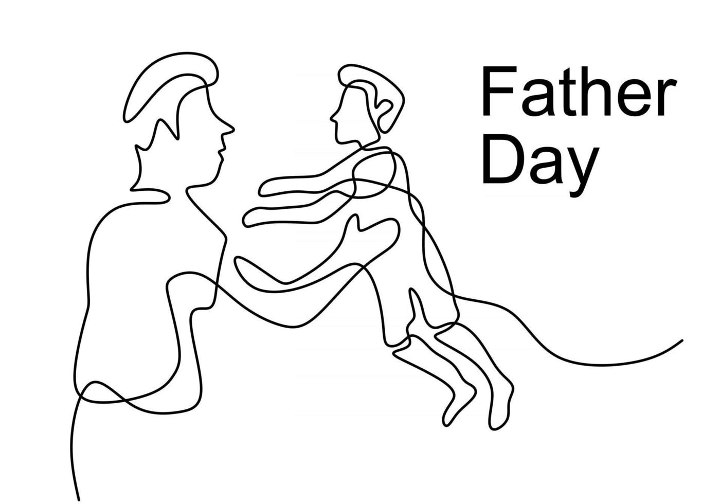pai segurando uma criança desenho contínuo de uma linha vetor