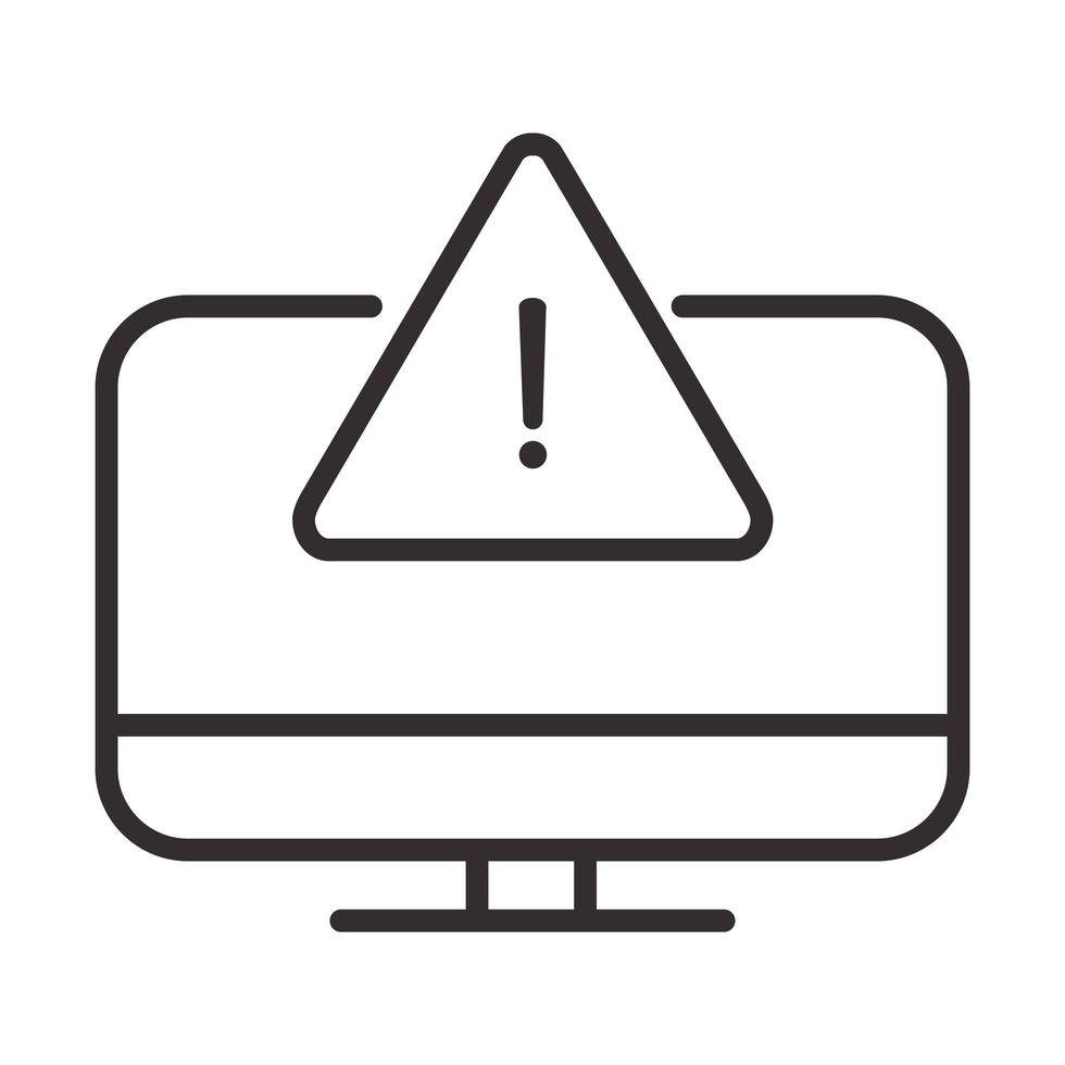 ícone de alerta computador aviso erro símbolo atenção perigo ponto de exclamação precaução linha estilo design vetor