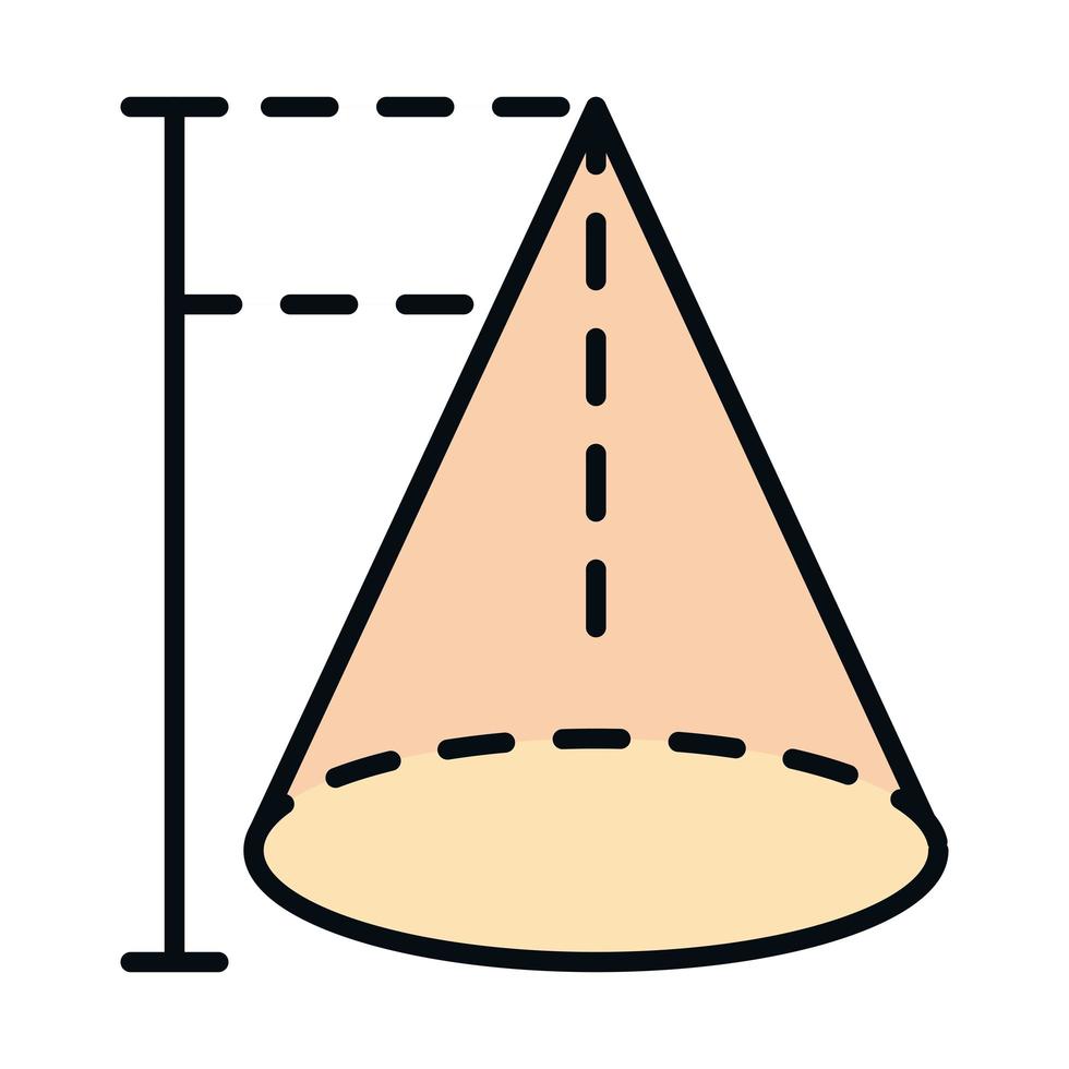 matemática educação escola ciência figura geométrica linha de cone e ícone de estilo de preenchimento vetor