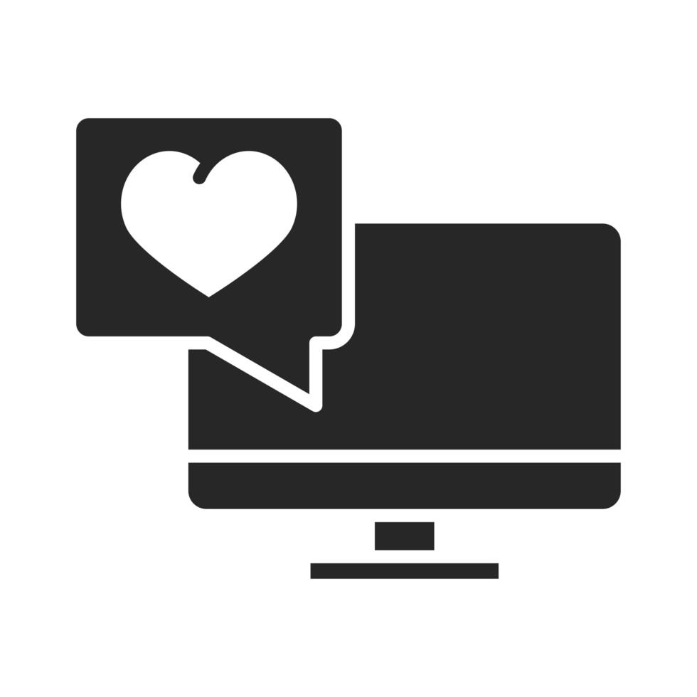 voluntário de doação para caridade ajuda social computador arrecadação de fundos ícone de estilo de silhueta de amor vetor