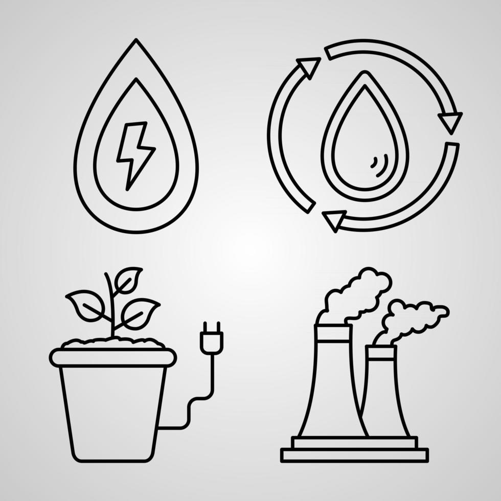 ícone de linha de ecologia definir coleção de símbolo vetorial em estilo moderno de contorno vetor