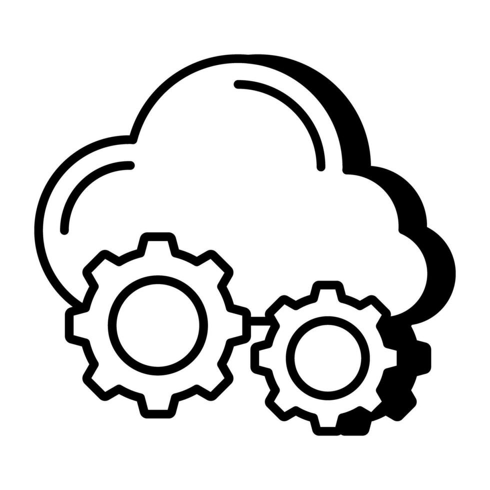 conceptual linear Projeto ícone do nuvem configuração vetor