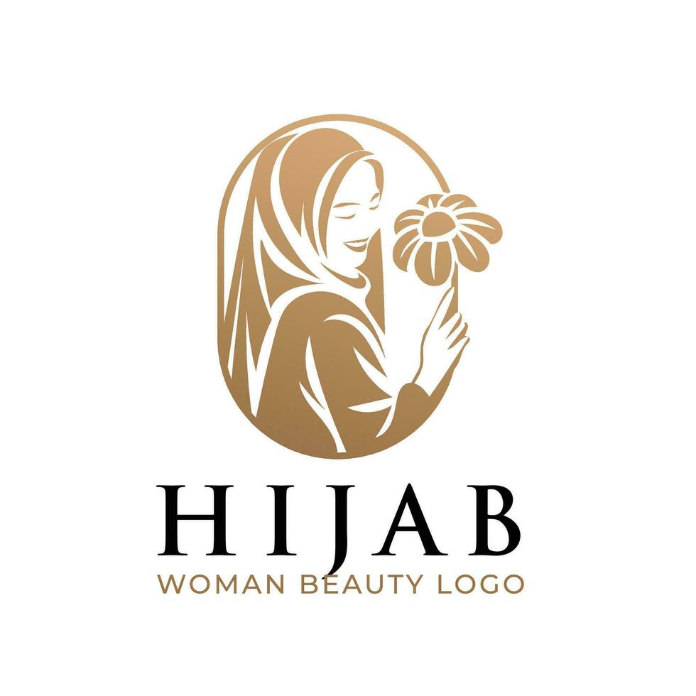 lindo hijab mulher logotipo modelo vetor