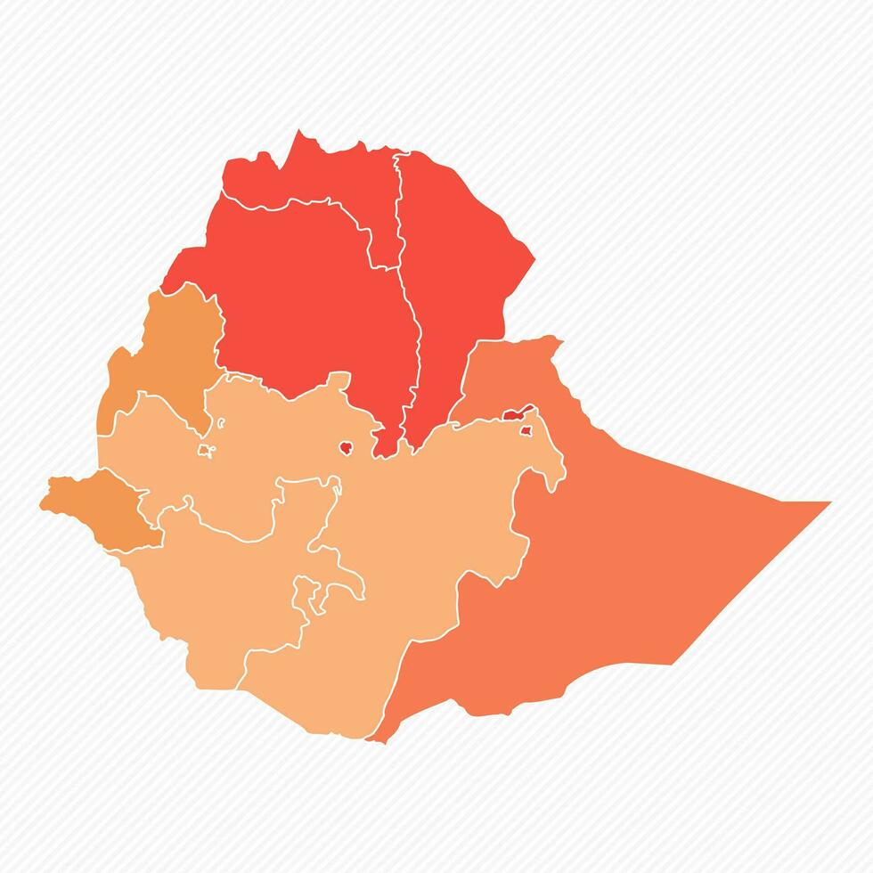 colorida Etiópia dividido mapa ilustração vetor