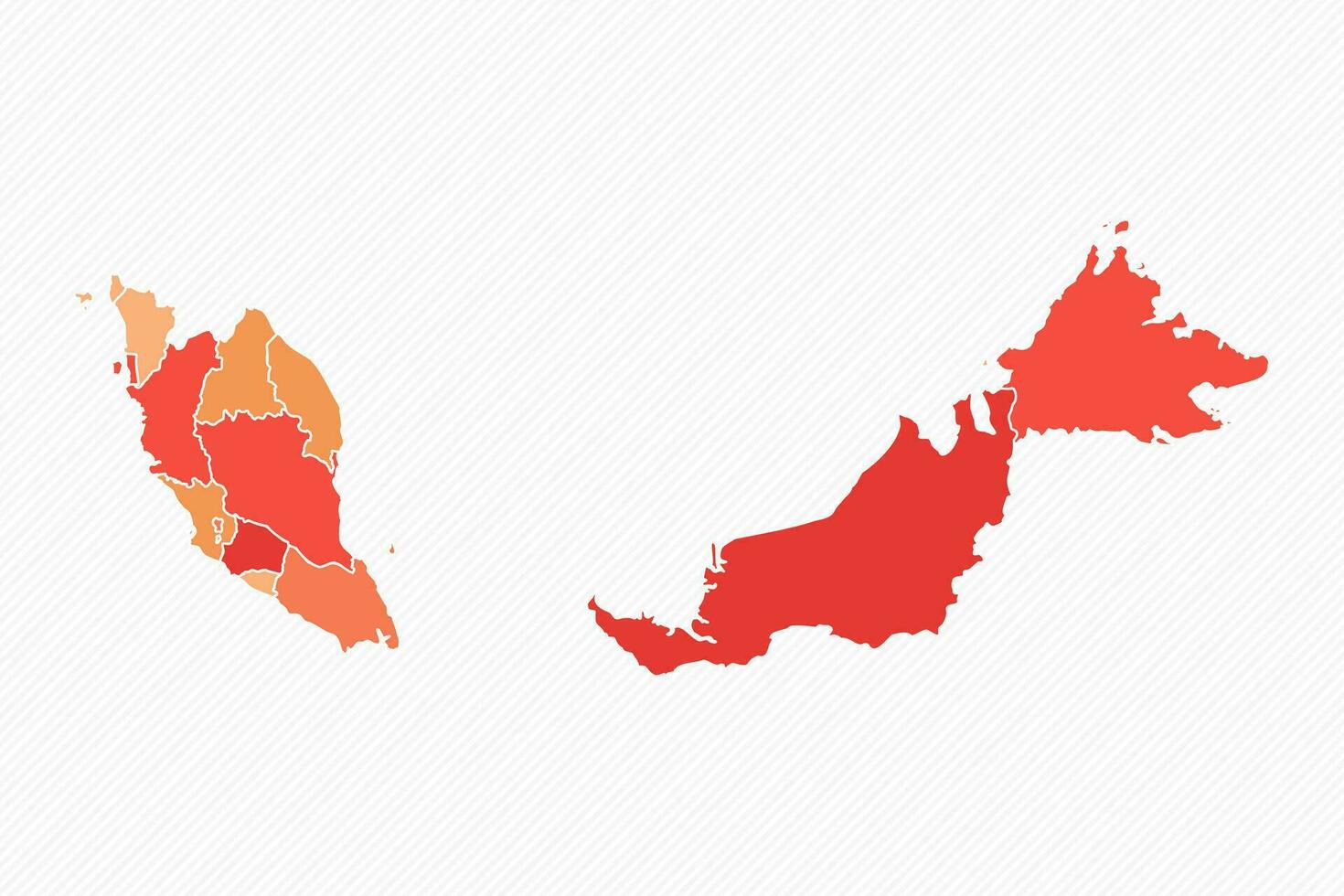 colorida Malásia dividido mapa ilustração vetor