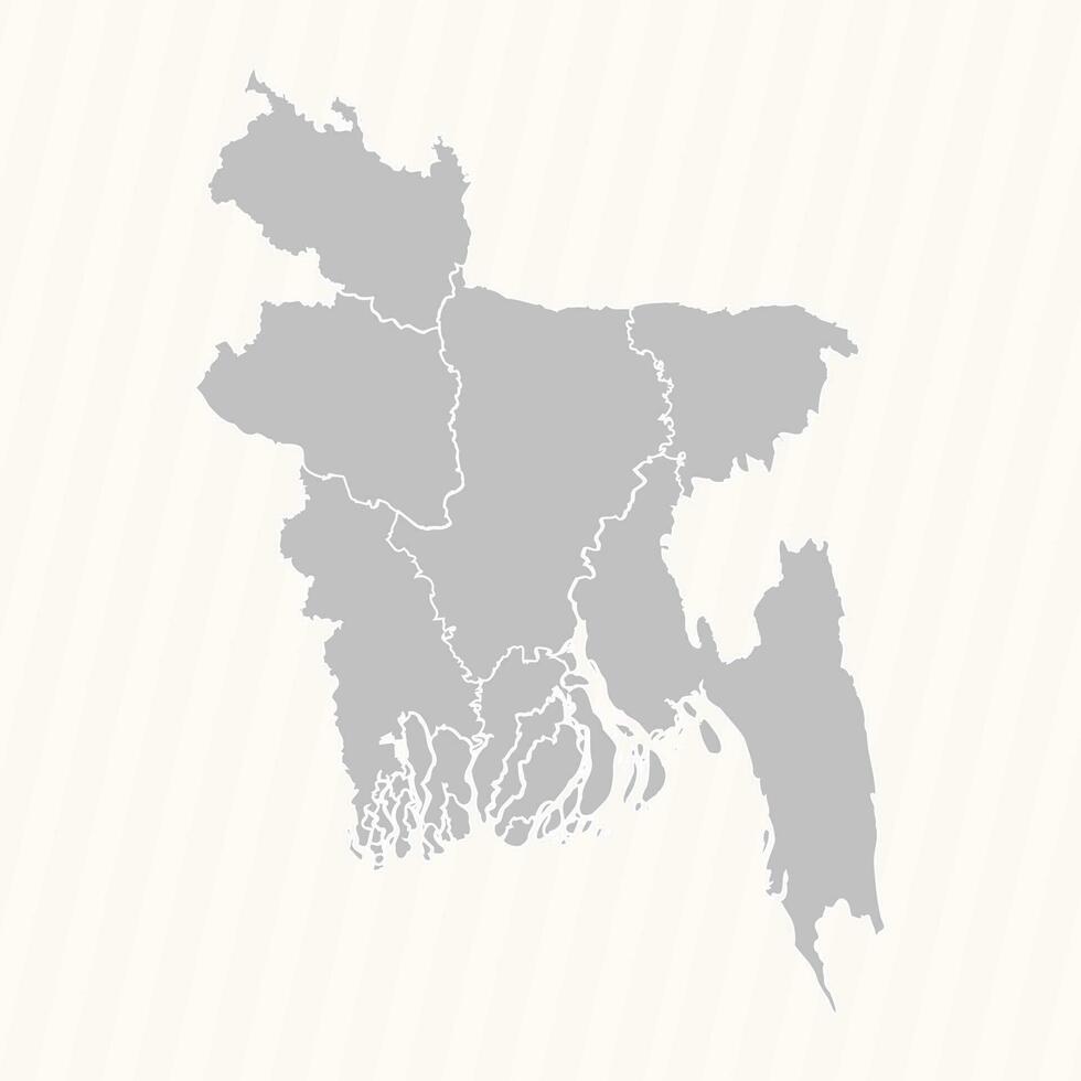 detalhado mapa do Bangladesh com estados e cidades vetor