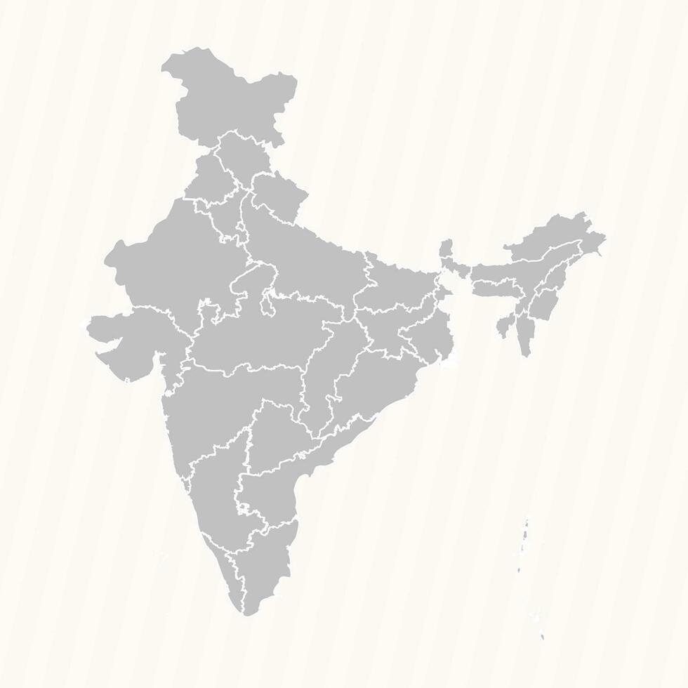detalhado mapa do Índia com estados e cidades vetor