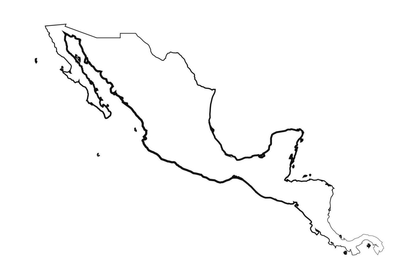 mão desenhado forrado central América simples mapa desenhando vetor