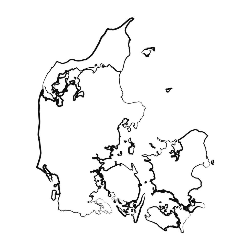 mão desenhado forrado Dinamarca simples mapa desenhando vetor