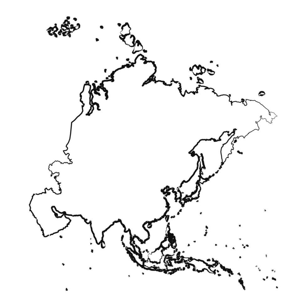 mão desenhado forrado Ásia simples mapa desenhando vetor