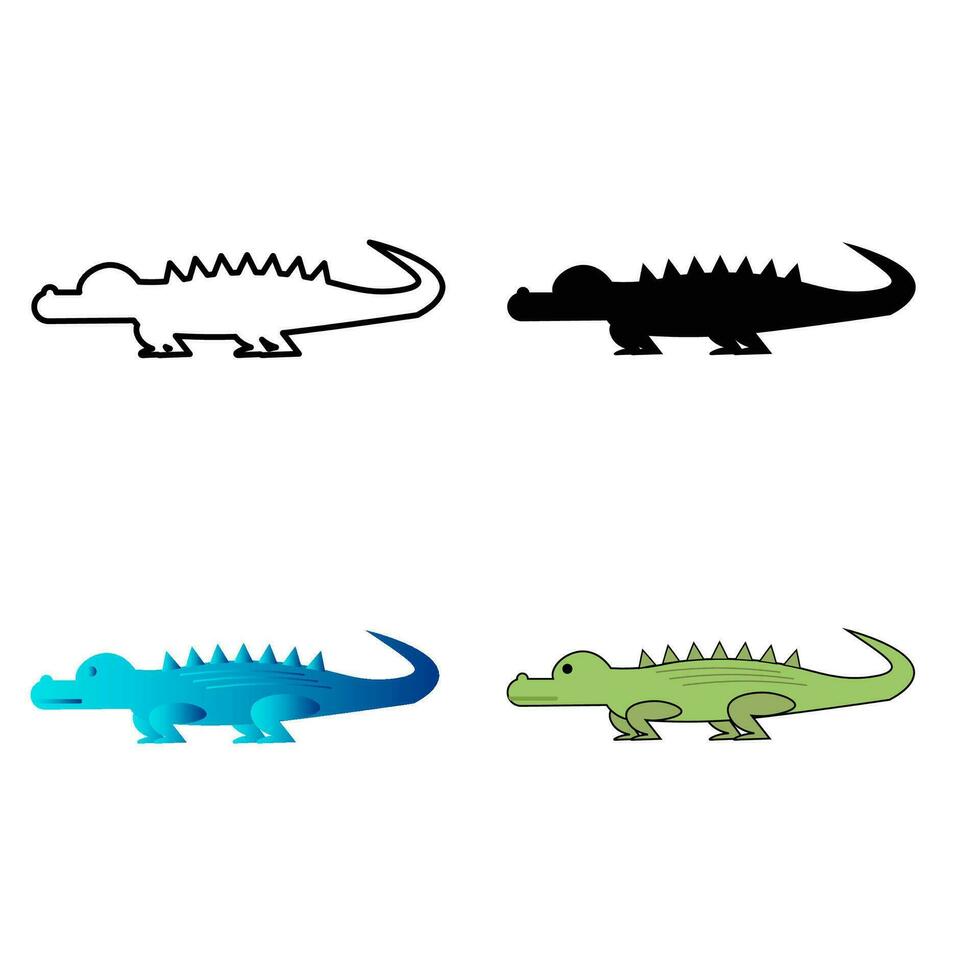 abstrato plano crocodilo animal silhueta ilustração vetor