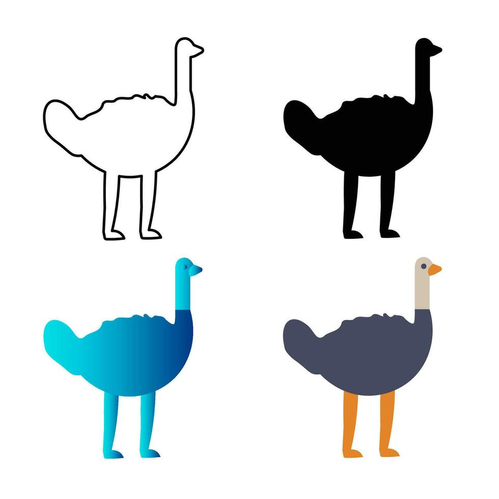 abstrato plano avestruz pássaro silhueta ilustração vetor