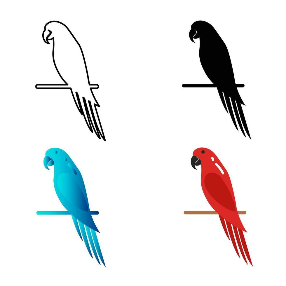 abstrato plano papagaio pássaro silhueta ilustração vetor