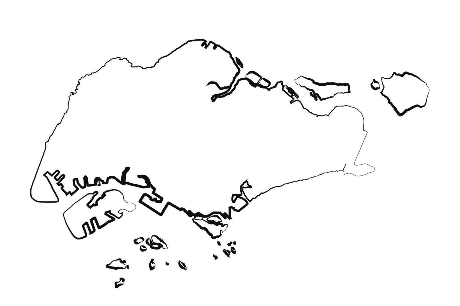 mão desenhado forrado Cingapura simples mapa desenhando vetor