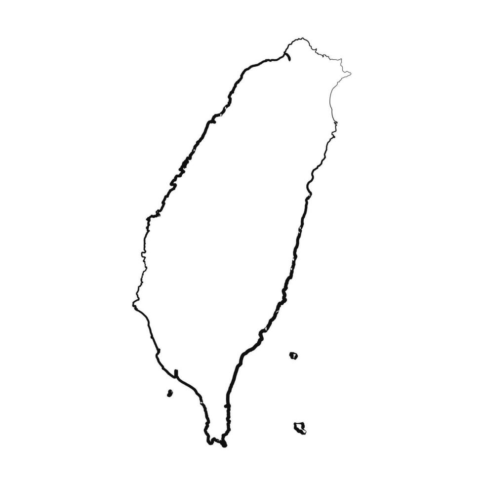 mão desenhado forrado Taiwan simples mapa desenhando vetor