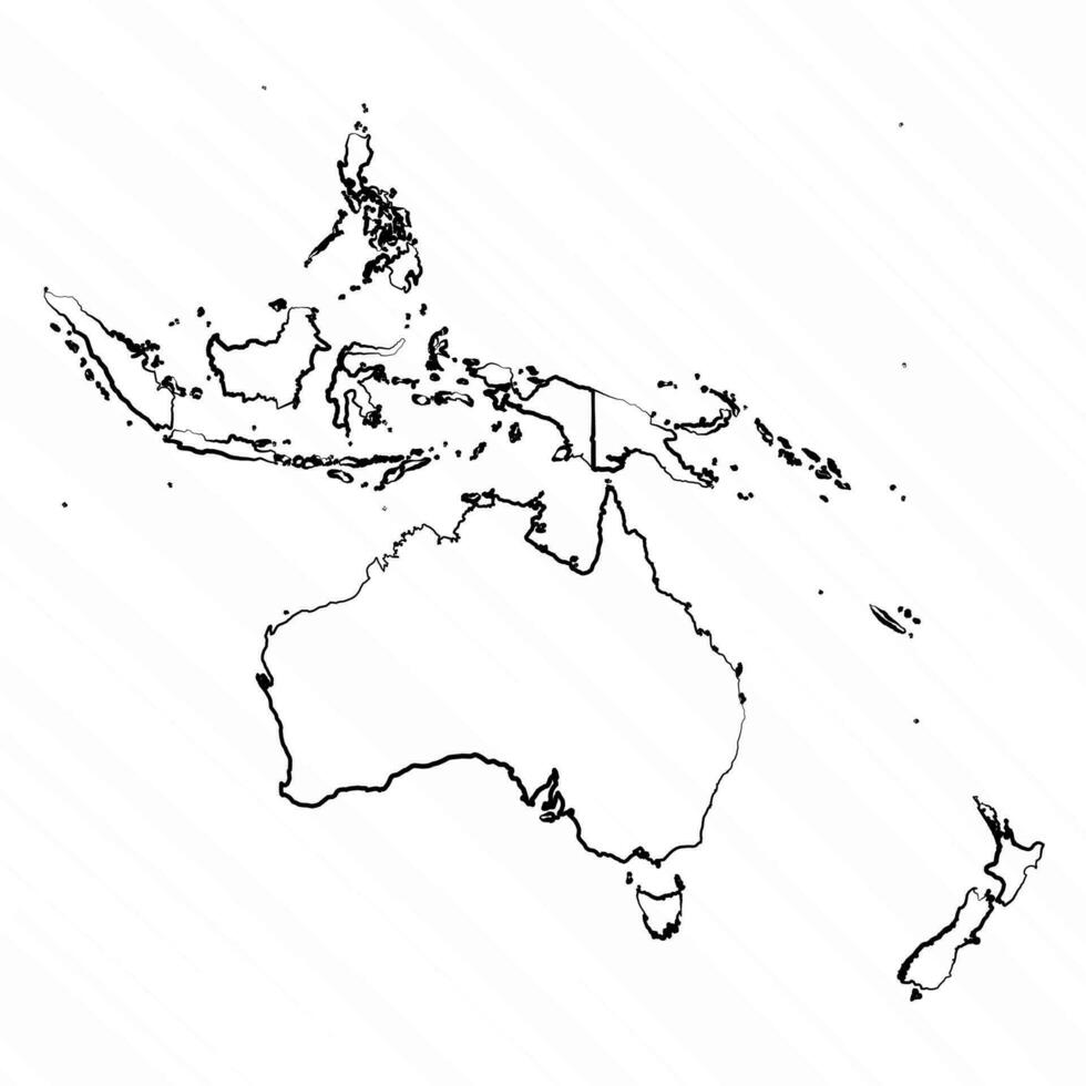 mão desenhado Oceânia mapa ilustração vetor