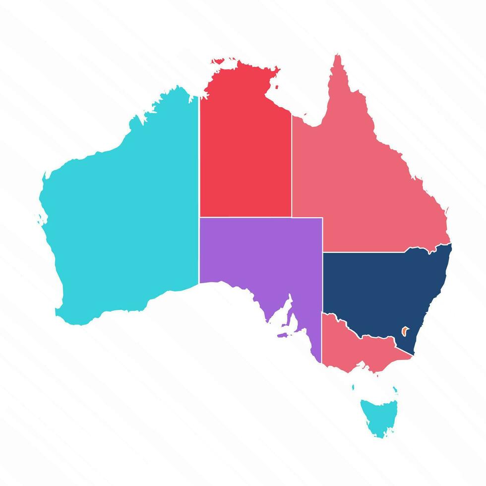 multicolorido mapa do Austrália com províncias vetor