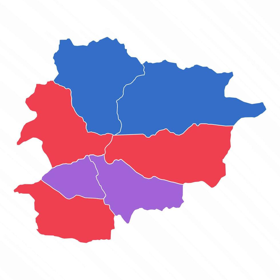 multicolorido mapa do andorra com províncias vetor