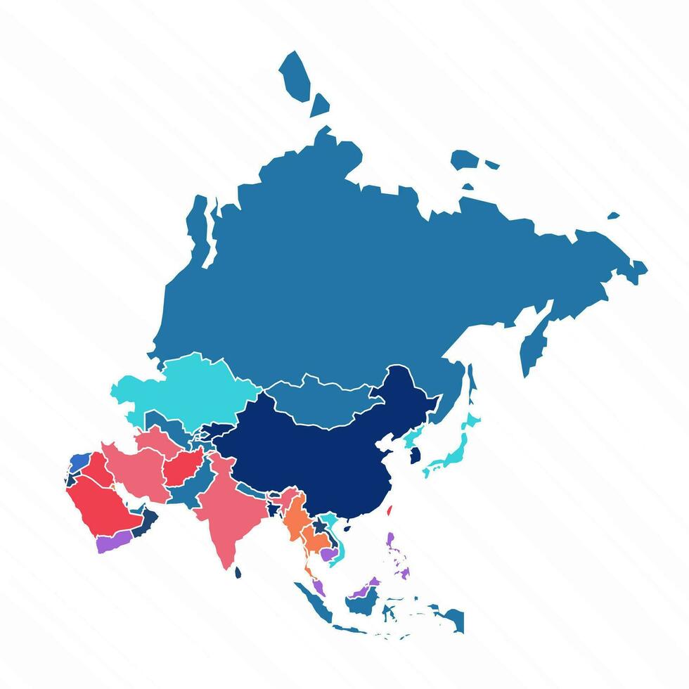 multicolorido mapa do Ásia com países vetor