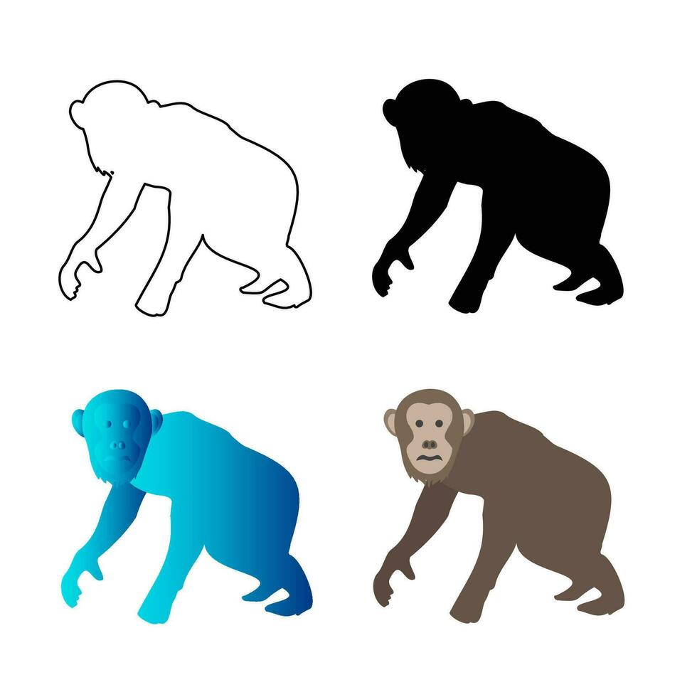 abstrato plano chimpanzé animal silhueta ilustração vetor