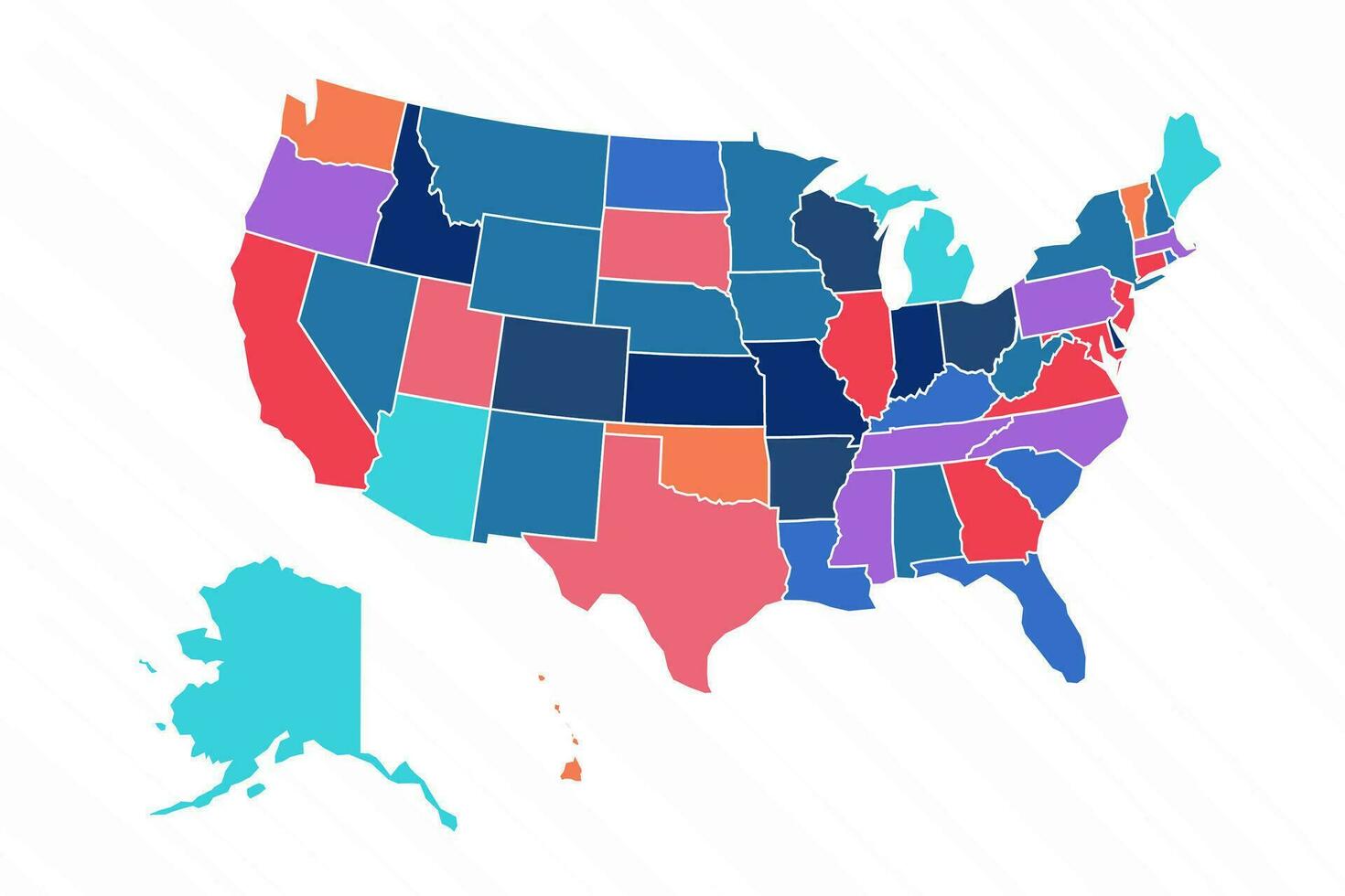 multicolorido mapa do EUA com províncias vetor