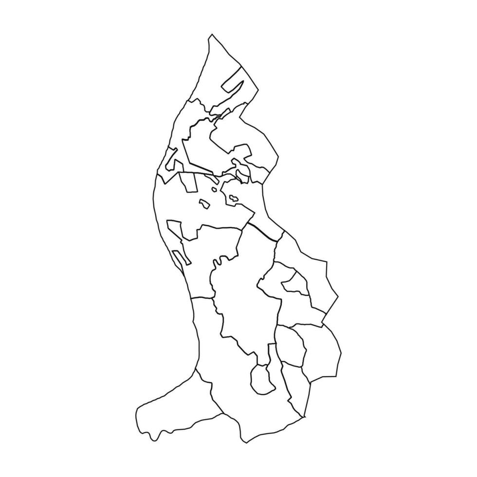 esboço esboço mapa do liechtenstein com estados e cidades vetor