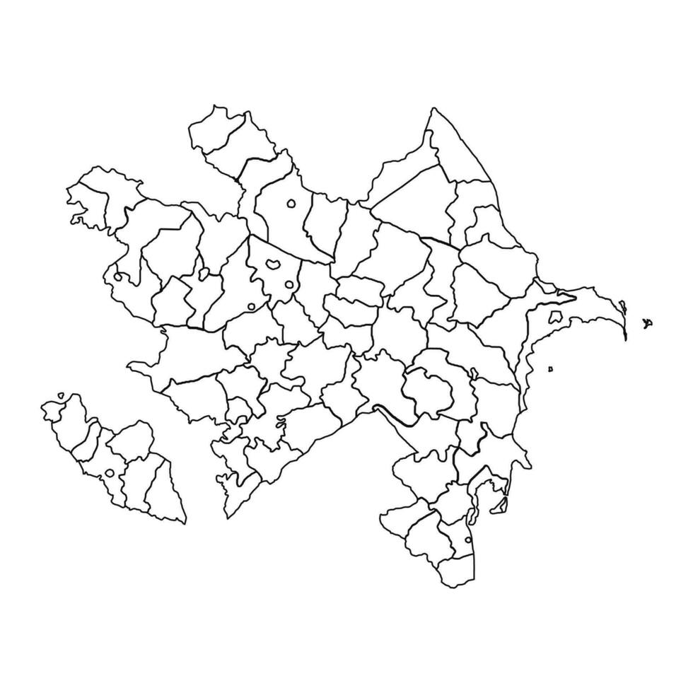 esboço esboço mapa do Azerbaijão com estados e cidades vetor