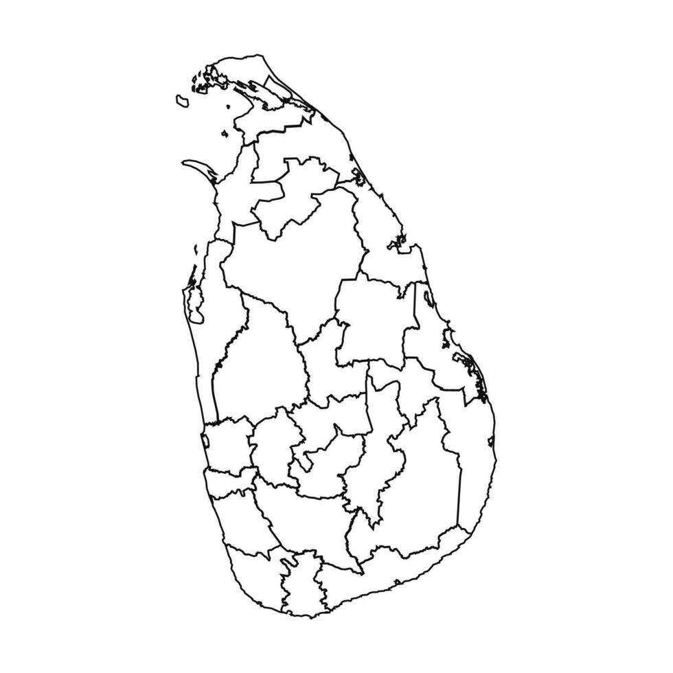 esboço esboço mapa do sri lanka com estados e cidades vetor