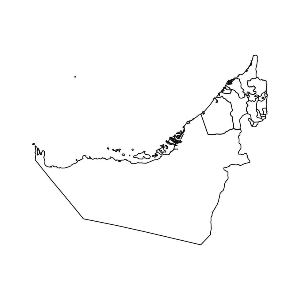 esboço esboço mapa do Unidos árabe Emirados com estados e cidades vetor