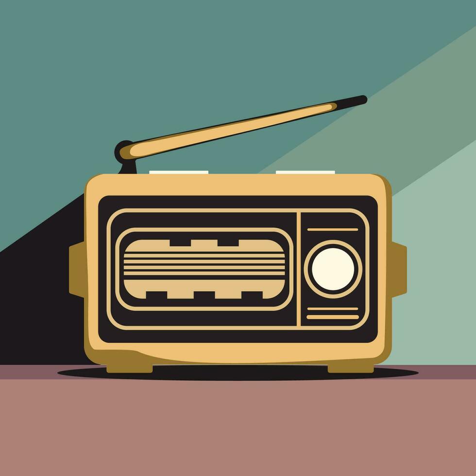 vintage rádio plano objeto ilustração arte vetor