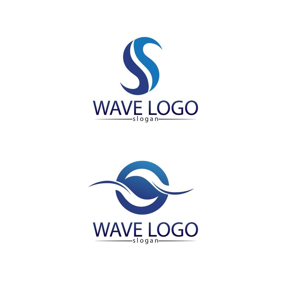 ondas e logotipo de praia de água azul e símbolos de aplicativo de ícones vetor